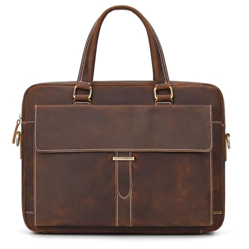 Sacoche ordinateur cuir véritable 15 pouces porte-document luxe