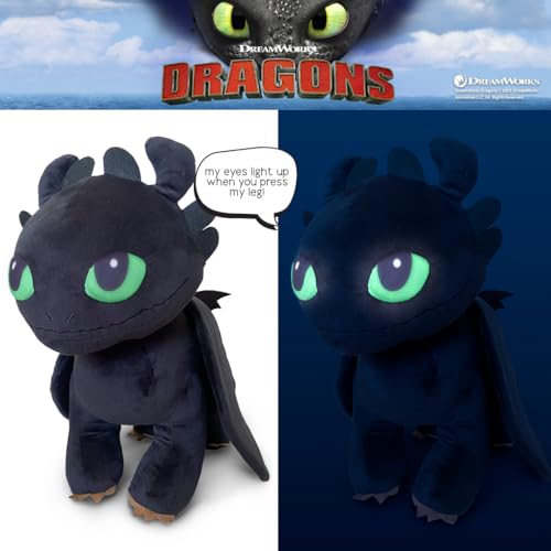 Image of How to Train Your Dragon Toothless Super Soft Plush Cozy Cuddle Pillow Buddy with Light Up Eyes for Comfort, (Officially Licensed Product) by Franco