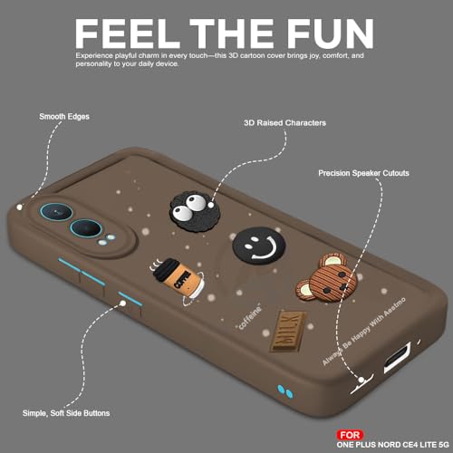 Image of AESTMO Back Case Cover for OnePlus Nord CE 4 Lite 5G Cover | Cute Fun Cartoon 3D Ball | Coffee Silicone Case | Full Body Protection | Camera Protection Back Cover for OnePlus Nord CE 4 Lite 5G (Brown)