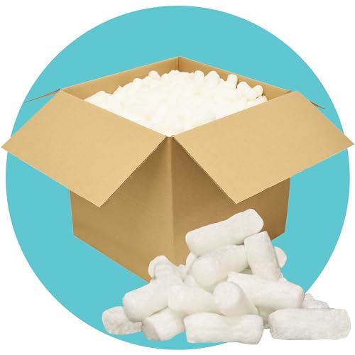 Triplast White ECO Packing Peanuts (1 Cubic Ft) - Corn Starch Based Compostable Biodegradable & Water-Soluble - Use as Loose Fill Void Fill Packing Chips & Packaging Filler for Shipping