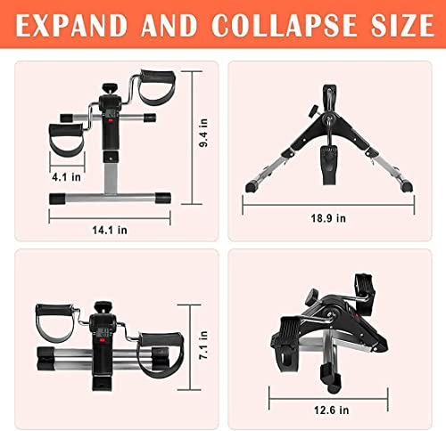 WEONE STORE Pedal Exerciser, Under Desk Bike Stationary Pedal Exerciser for Arm and Leg Workout, Portable Folding Sitting Desk Cycle,Black - Image 6