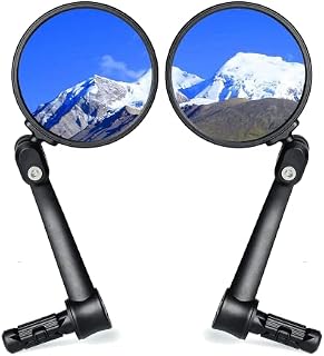 BriskMore 1PAIR Black Bar End Bicycle Mirrors,HighDefinition Convex Glass Lens for Flat Handlebar Mounted Rearview Mirror for Mountain Bikes, BT-017
