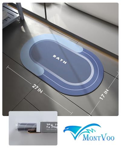Image of MontVoo Bath Mat - Non Slip, Quick Dry, Stain Resistant Bath Mat Rug for Bathroom Floor - Easy Care Shower Rug for Outside Bathtub - 17 inchx27 inch Navy