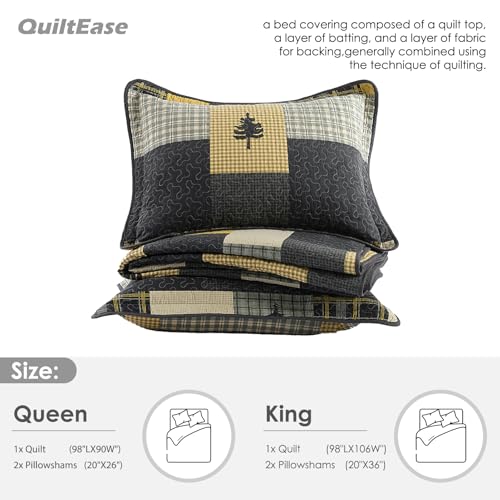 Image of Cabin Plaid Quilts Queen Size - 100% Cotton Western Bedding Set