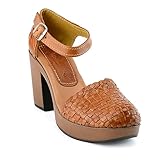 COLORES DE MEXICO MX - Mexican Leather Platform Shoes for Women - Model 5H02 (8, Brown)