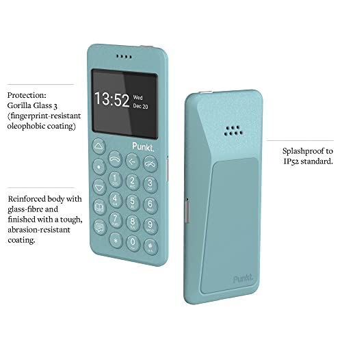 Image of Punkt. MP02, Minimalist Mobile Phone, New Generation, 4G LTE, WiFi, Hotspot, Digital Security, Nano-SIM, Unlocked, Language - French - Light Blue
