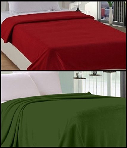 Goyal's Double Fleece Blanket Set of 2 (Red & Green)