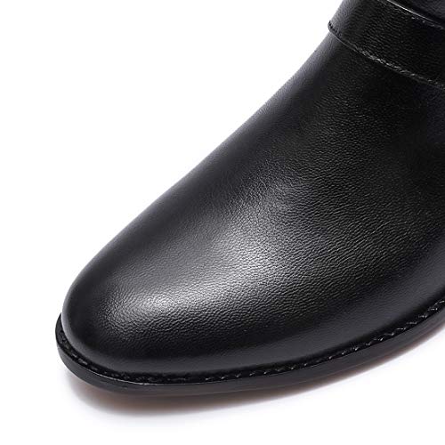 Image of Mona flying Womens Leather Ankle Boots Side Zipper Low Heel Short Booties