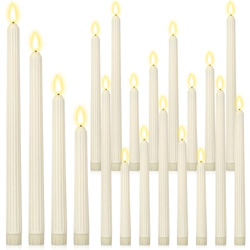 Image of Rossesay 24 Pcs Flameless LED Taper Candles Battery Operated Candle Flameless Candlesticks Flickering for Christmas Church Wedding Indoor Decoration (Roman Column,8.5 inch,9.65 inch,10.8 inch,12.8 inch,Ivory White)