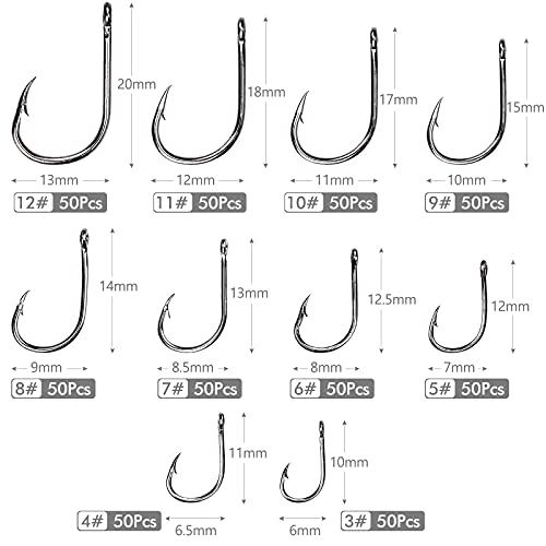 CAPRICIOUS 500 STK Angelhaken Kohlenstoffstahl, Haken Angeln Widerhaken Angelhaken mit Kunststoff Box Angelzubehör Set 3… – Bild 3