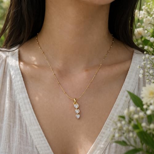 Image of RIDHVEE Anti-Tarnish Gold Plated Pendant Necklace for Women & Girls | Skin Friendly Lightweight Fashion Jewellery | Elegant Minimalist Chain Necklace & Gifting