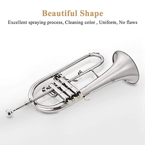 Eastar Bb Flat Flugelhorn Nickel Brass Instrument with Carrying Case Tuner Mouthpiece White Gloves Valve Oil Cleaning Kit, EFH-380N