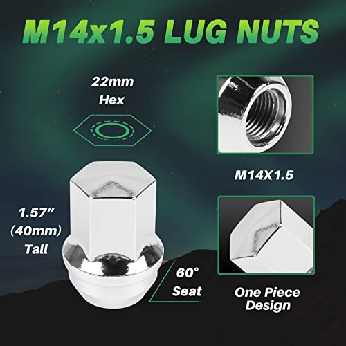 Image of AUTOPTIM M14x1.5 OEM Lug Nuts - Replacement for 1999-2023 Chevy Silverado 1500, 2001-2023 Tahoe, 2009-2023 Traverse, 2015-2023 Colorado, 2012-2023 Suburban, 24 PCS Factory Closed End Lug Nut