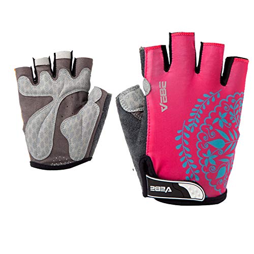 Luvas de ciclismo femininas VEBE antiderrapantes à prova de choque, luvas de dedo curto, luvas de ci