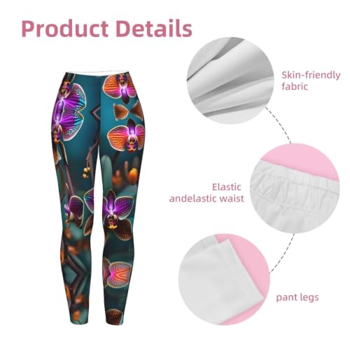 Leggings de compresión suave ropa de gimnasio para mujer con estampado de orquídea 6