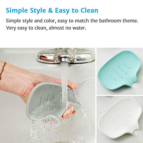 AIMAIAIMAI 3PCS Silicone Soap Dish with Draining Tray for Shower, Bar Soap Holder for Bathroom, Soap Sponge Holder for Kitchen - Easy to Clean, Self Draining Soap Saver - Thumbnail 7