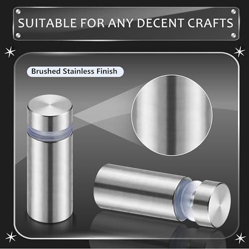 Image of Pelopy 24 Pcs Silver Sign Standoff Screws Advertising Screws Stainless Steel Wall Standoff Mounts Glass Acrylic Nail (1 /2 x 1-3 /16 Inch)