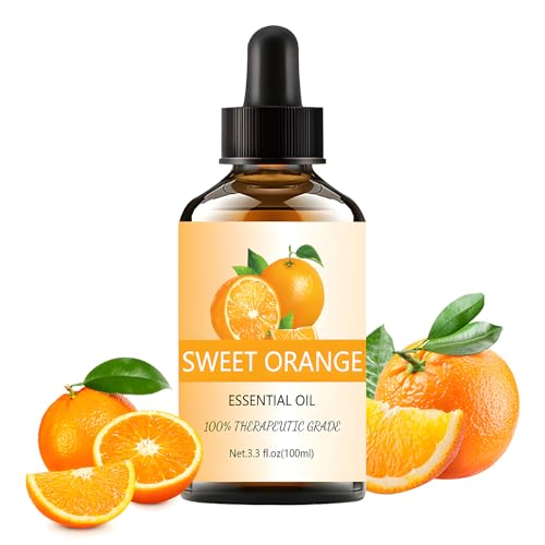 Aceite Esencial Naranja Dulce 100ml, Aceite Esencial Naranja Dulce y Duradero Calma el Cuerpo y la Mente para Humidificador Masaje Baño Cuidado la Piel Relajación Calma