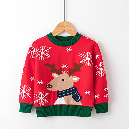 Toddler Boys Girls Christmas Sweater Kids Baby Knitted Long Sleeve Pullover Reindeer Crewneck (Red, 6-7 Years)2