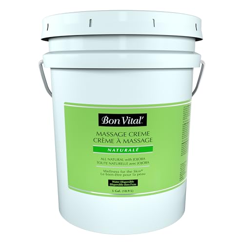 Bon Vital Naturale - Crema de masaje hecha con ingredientes naturales para un masaje respetuoso con la tierra y relajante, crema de masaje corporal completo, hidratante diario para todo el día, piel suave y lisa, 5 Gallon, crema, 1