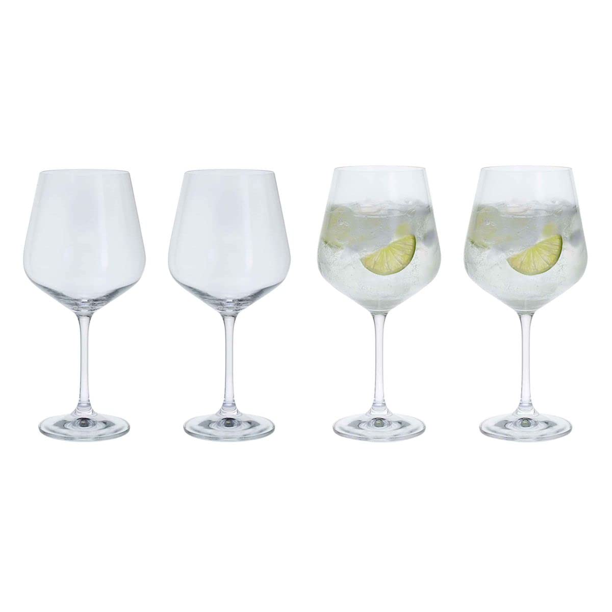 Dartington Premium Crystal Gin Copa Glasses Set of 4, 570ml, Crystal Stem Red & White Goblets, Gin and Tonic Goblets, Cocktail Mocktail Glasses | Handcrafted in England