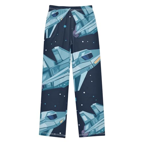 ZZXXB Galaxy Spaceships Boys Long Pants Soft Trousers Elastic Waist Kids Lounge Bottoms with Pockets S-XL
