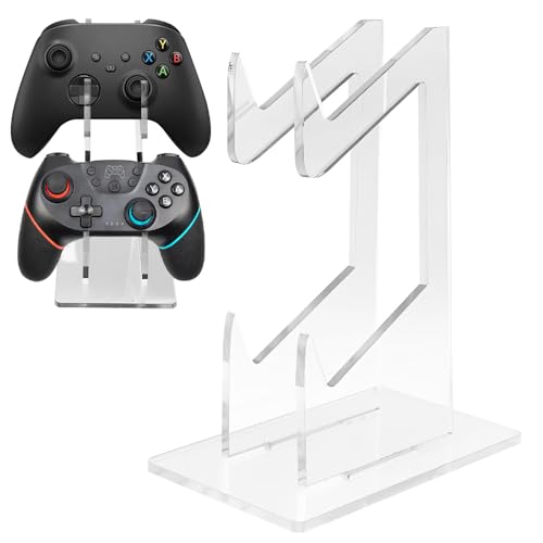 TMZELOA Controller Ständer 2-lagig Acryl Halterung - Universeller Controller-Halter für PS5 Xbox Switch - Kompakter Ständer für Gaming-Zubehör - Transparentes Design für Schreibtisch & E-Sports Raum