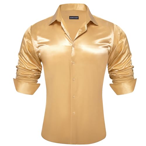 Barry.Wang Mens Stretch Dress Shirts Solid Long Sleeve Button Down Shirts Formal Casual Business Prom Party Wedding2