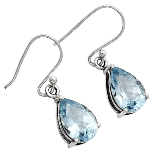 Natural Gemstones Pear Shape 925 Sterling Silver Earrings Jewelry E-1021 AGE1001