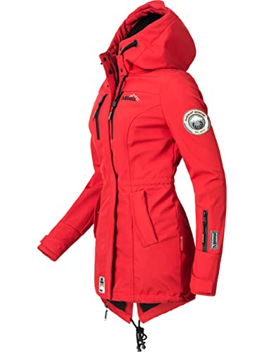 MARIKOO Damen Übergangsjacke Softshellmantel mit Kapuze Zimtzicke Rot Gr. XS