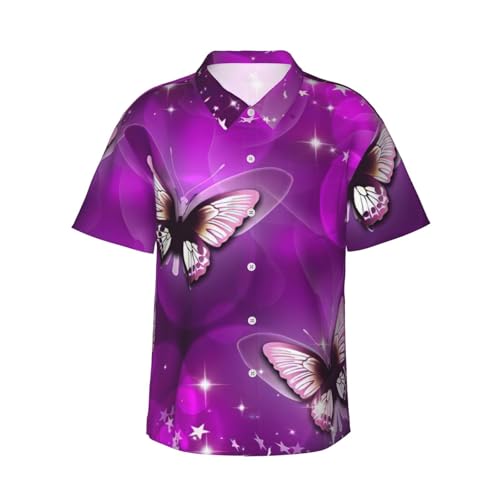 Chemise hawaïenne colorée homme avec motif papillon et manches courtes d'été