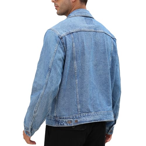 Image of voeeron Denim Jacket Men Durable Comfortable and High Performance Jean Jacket Men