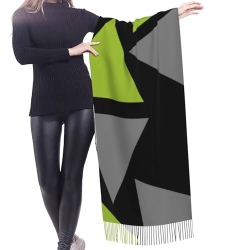 Dyale Triangles Lime Green Black Gray Cashmere Fringe Scarf Autumn And Winter Silk Scarves Are Super Soft And Warm - Fashion Accessory Ideal Gift2