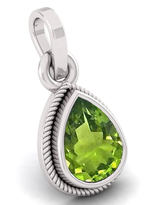 19.00 Crts 20.25 Ratti Natural Peridot Pendant Stone Silver Plated Locket Original Certified Gemstone Lab Tested