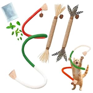 Cat Toys, 3PCS Catnip Toy for Indoor Kitten Toys Cat Chew Stick for Dental Cleaning Teeth Cat Silvervine Rope Treat Kitty Feather Snack for for Kick Molar Scratch Self Play Interactive Boredom