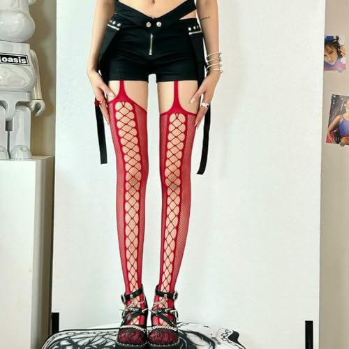 GENPICONG Calze a rete da Pesca Sexy Spicy Girl Hollow da Donna, estive, Anti-unghia, in seta, per Feste in Cosplay