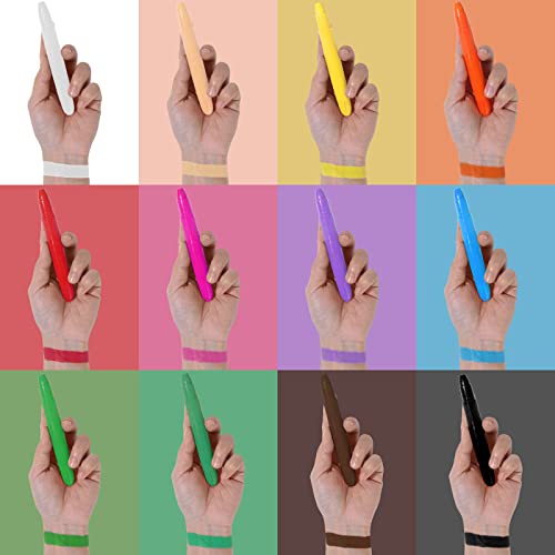 Bobisuka Face Body Paint Sticks Kit, 12 Color Water Based Face Painting Crayon Set For Art Theater Halloween Party Cosplay Clown Sfx Makeup For Women Adults, Non-Toxic Washable #TOP5
