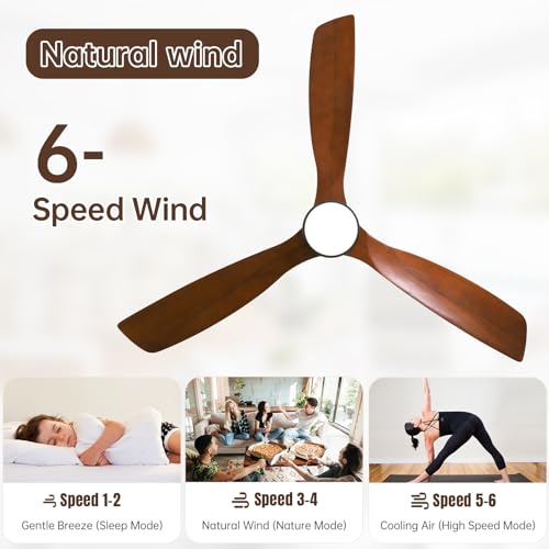 Image of CACI Mall 60 inch Wood Ceiling Fan with Light, Outdoor Ceiling Fans for Covered Patios, Walnut, Remote Control, Large, for Porch /Garage /Farmhouse