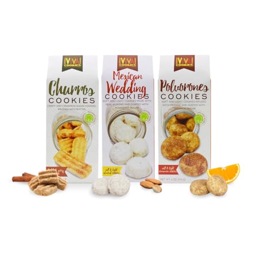 Too Good Gourmet Hispanic Cookies Assorted: Mexican Wedding, Polvorones, and Churro Cookies (Pack of 3, 6oz. Boxes) | Irresistibly Sweet, Perfect for Celebrations, Gifting, and Dessert Platters