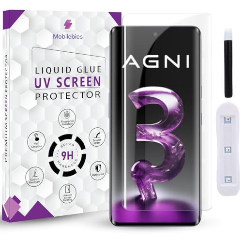 Image of Mobilebies Premium HD+ UV Tempered Glass Screen Protector For Lava Agni 3 5G (6.78 Inch, Pack of 1) Full Adhesive UV Curved Screen Protector Case Friendly HD Clarity with installation kit & Guide