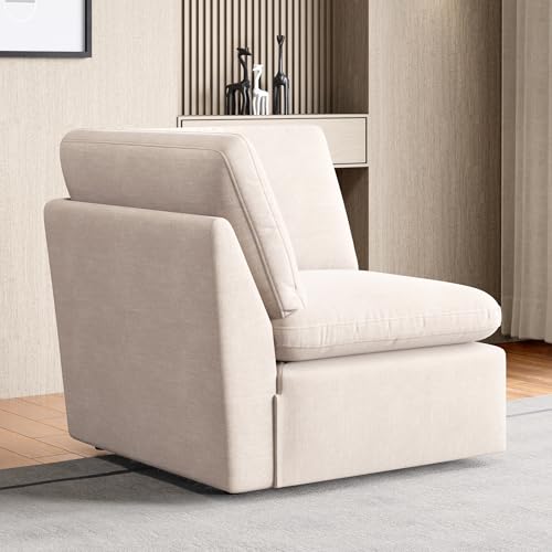 Image of Home Centre | Nolan Fabric 1-Seater Wedge Sofa | Sofa for Living Room | Solid Wood | Beige | 1 Year Warranty