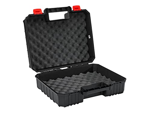 Werkzeugkoffer Maschinenkoffer Koffer für Elektrowerkzeuge Ergonomischer Griff Klemmverschlüsse Schaumstoffeinlage Kunststoff 38,4 cm x 33,5 cm x 14,4 cm (Schwarz) Cover
