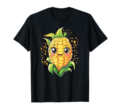 愛らしい漫画とうもろこしの笑顔 Tシャツ