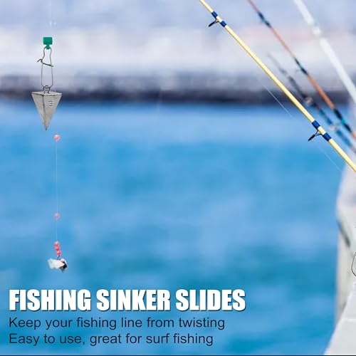 Fishing Line Sinker Slides, 70pcs Heavy Duty Sinker Slider with Stainless Steel Duo-Lock Snap Swivel Weights Connector for Catfishing Rig Tackle - Image 6