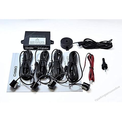 CISBO 18mm Detachable Rear Reverse Parking Sensor 4 Sensors Kit Audio Buzzer Kit (Matt Black) Cover