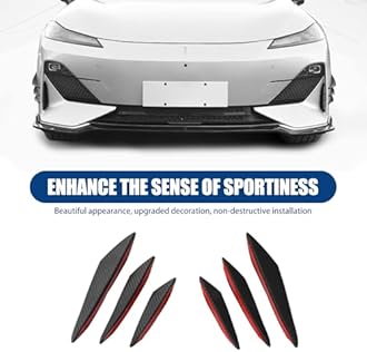 Vowbrew Car Spoiler Canards Kit, Car Front Bumper Lip Splitter, Body Anti-Collision Diffuser, Exterior Soft Rubber Decorative Stickers (Carbon Fiber Black)
