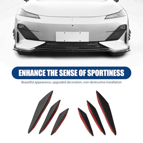 Vowbrew Car Spoiler Canards Kit, Car Front Bumper Lip Splitter, Body Anti-Collision Diffuser, Exterior Soft Rubber Decorative Stickers (Carbon Fiber Black)