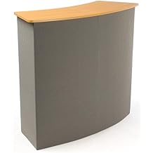 Portable Trade Show Counter, Sets Up in Minutes, Includes Gray Hook & Loop-Receptive Fabric Front and MDF Countertop with Natural Wood Finish Stands 37-1/2 Tall