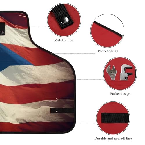 Delantal con diseño Puerto Rico ajustable con bolsillos miniatura 3