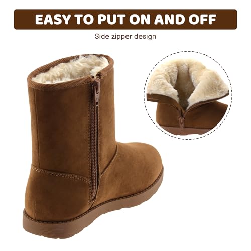 Vonair Girls Warm Winter Snow Boots for Little/Big Kids Fuzzy Faux Fur Lining Bootie Shoes with Zipper3